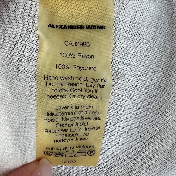 T Alexander Wang Henley White Rayon Knitted Scoop Neck Top Size Medium M - Picture 8 of 8